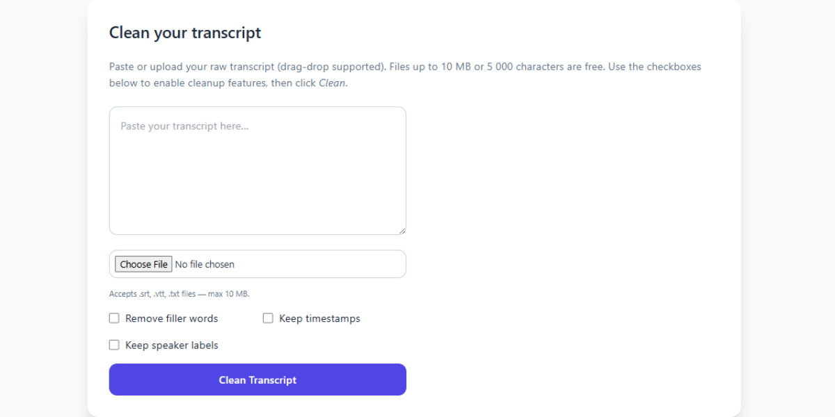 TranscriptCleaner screenshot